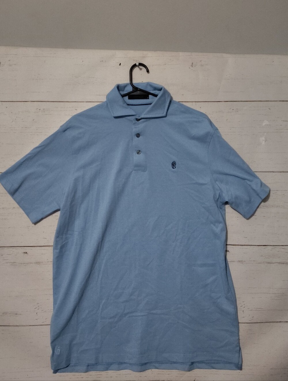 Greyson Polo Shirt Men's M Blue Solid Embroidered Logo Collared Button SS
